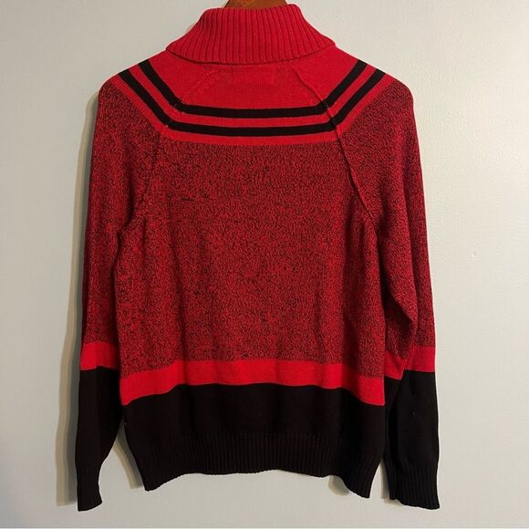 Karen Scott Cotton Turtleneck Kenton Stripe Sweater Women's Small Red/Black NWT - Picture 9 of 13